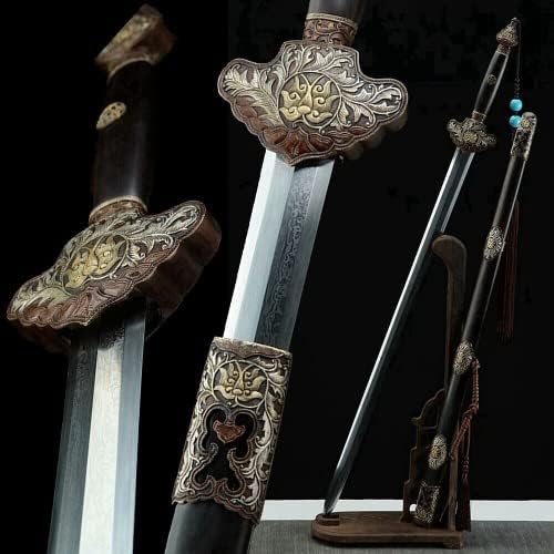 GLW Handmade Sword Hand forded Aço dobrado com argila Lâmina aguda temperada Faca de batalha de espada chinesa