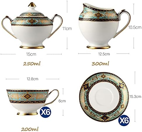 Estilo da quadra 15 peças Conjuntos de chá da tarde para adultos com copos de chá e pires de chá de chá de chá de capa de café com