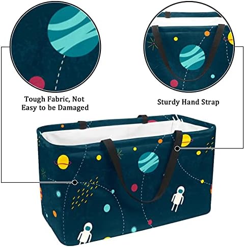 Planetas espaciais externos de Lorvies, cesta de armazenamento de terra alienígena - retângulo grande para roupas, brinquedos, sapatos e piquenique