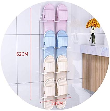 Whlmyh Rack de sapatos de estilo simples, chinelos de parede Pasta de banheiro de banheiro de armazenamento de parede Personalidade de metal de 4 camadas 23x62cm econômico, adequado para corredores, portas, hotéis, branco
