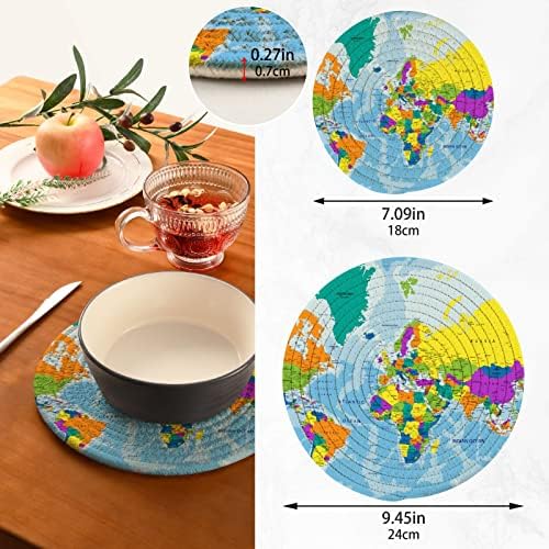 Suportes coloridos de maconha do mapa do mundo para trivins de cozinha para pratos quentes 2 PCs TATS resistentes a calor