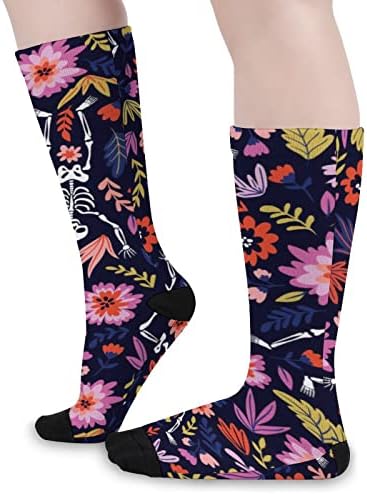 Esqueletos de dança no jardim floral meias coloridas esportes meias altas meias para adolescentes adultos adultos