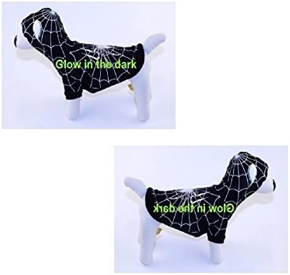 Fantasia de cachorro spiderdog preto figurinos brilham na roupa de cães escuros