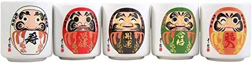 Mino ware japonês occhoko pequenos xícaras de saquê com dharma boneca padrão autêntico conjunto de cerâmica de 5 feitos no Japão TR86301