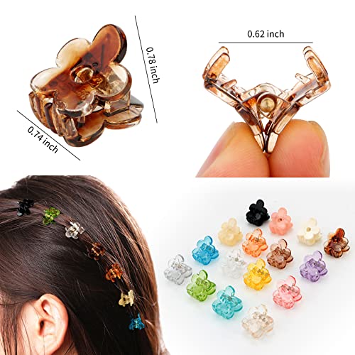 Hapdoo 16pcs colorido de cabelos de flor pequena clipes de garra fofos clipes de cabelo para cabelos, mini clipes