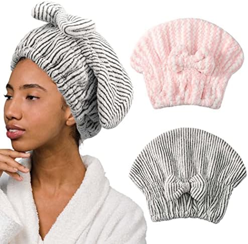 Haomye Microfiber Hair Secando toalha Toalha absorvente Capinha de escoamento de cabelo Bambu Capinho Toalha Towe