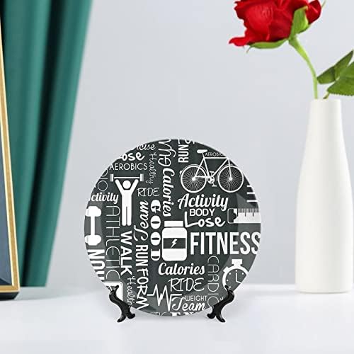 Xisunya Placa decorativa de 7 polegadas, Fitness Love GJanha de cerâmica, Exercício aeróbico de vida saudável Arte da
