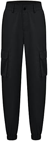 Calça de carga elástica calças de corredor de cintura alta casual calças de sarja ao ar livre soltas de calça de calça formal para