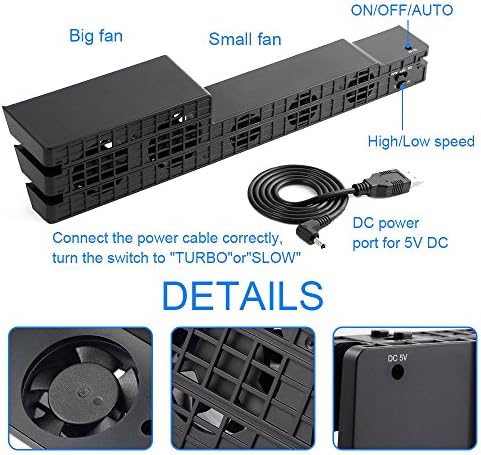 Goodgo PS4 Pro Cooler, USB REFRODING FAIS EXTERNAL 5 FANS SUPER TURBO TUMPEROMENT FAIS DE REFRIGENÇÃO DE PS4 PRO CONSOL