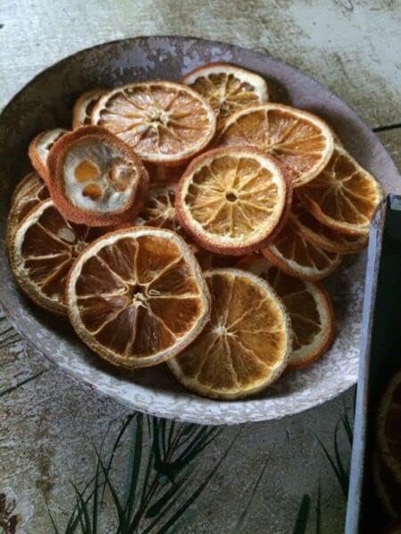 Para 15 fatias de laranja secas primitivas - tigela/enchimentos de conservas Decoração de decoração de country decoração de decoração sazonal