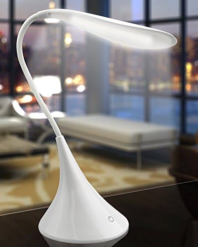 IZOOM LED Swan Light Desk e Table Lamp, Gooseneck flexível, USB e Battery Operated, 3 Way Touch Dimmer, 120 Lumens, White - Ideal