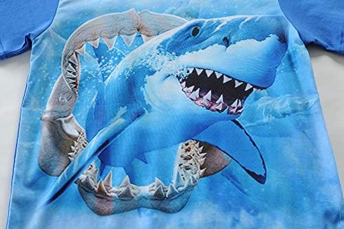 Camiseta de dinossauros 3D Cabeça de dinossauros Camisa de manga curta Graphic Kids Kids Crewneck Tops de verão para 2-8