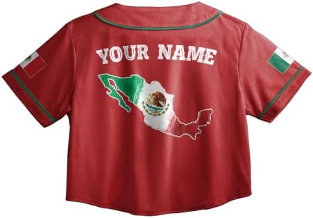 Nome da personalização México México México Crop Top Baseball Jersey XS - XL, México Jersey Crop Top, México Crop Top Jersey