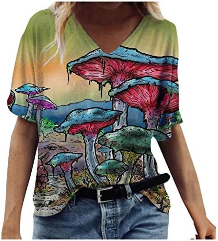 NYYBW Fashion feminino T-shirt Tee Tops impressos Casual Casual Summer Crew-pescando Blusa feminina Tops de moda feminina