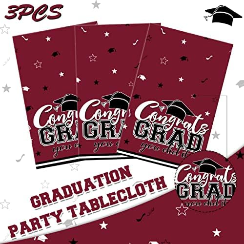 Decorações de festa de graduação Xituodai 2023,3 Packs Marons e Tabelas de Graduação em Black, toneladas de pós -graduação Gongrats