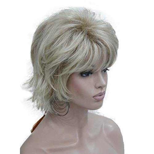 Wiginway Shaggy Wavy perucas de camadas curtas importadas resistentes ao calor do cabelo sintético para mulheres 6 polegadas
