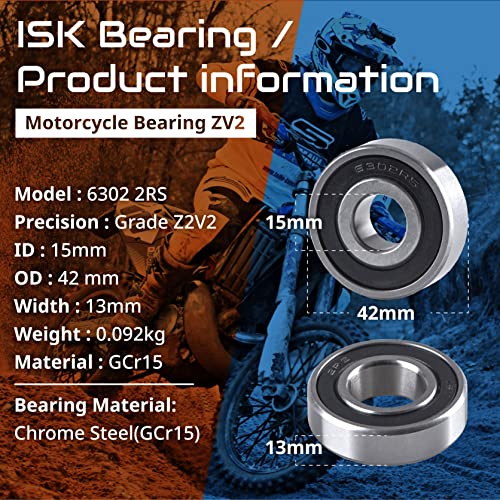 Rolamentos ISK 6302-2Rs, rolamento de esferas de ranhura profunda, rolamento de vedações de borracha, rolamento de roda,