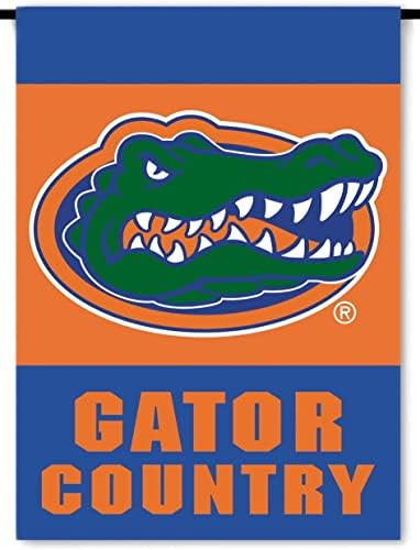 BSI Products, Inc. - Florida Gators Bandeira do jardim de dois lados e poste de plástico com copos de sucção - Uf Football Pride