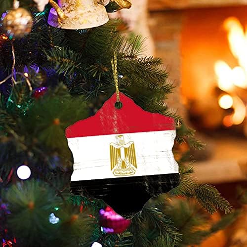 Bandeira nacional Ornamentos da árvore de Natal Egito Ornamento de cerâmica Ornamento Ornamento moderno de 3 polegadas Ornamentos