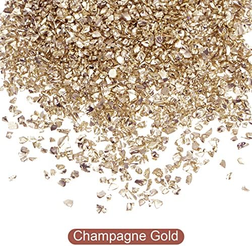 UXCELL 20G CRITO DE VIDRO CRITADO, 1-3MM IRREGULAR METALICLIC GLITTER GLITS para artesanato Diy Jewelry Filler Epoxy Resina Decoração de Champagne Gold