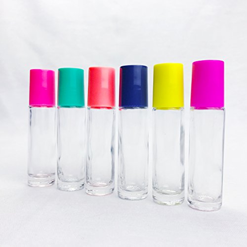 Grand Parfums Conjunto de 12 garrafas de rolos de vidro multicoloridos para óleos essenciais