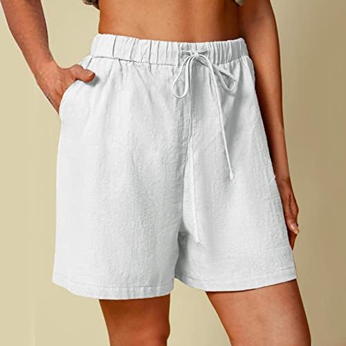 Honprad shorts femininos com bolsos plus size mulheres lençóis de roupas de vestido alto alto de algodão de algodão de verão de linho