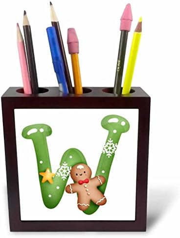 3drosrose fofo natal decorado monograma verde monograma inicial w - ladrilho portadores de caneta