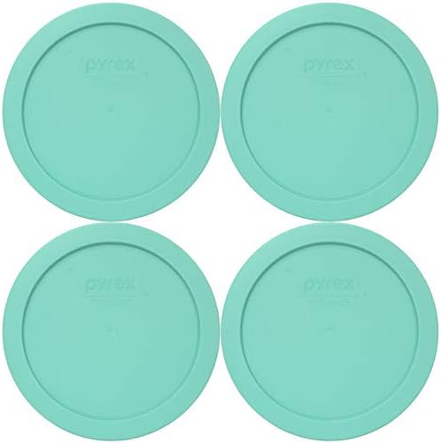 Pyrex 7201 -PC vidro marinho azul/verde redonda de plástico de armazenamento de alimentos tampa de substituição, feita nos EUA - 4 pacote