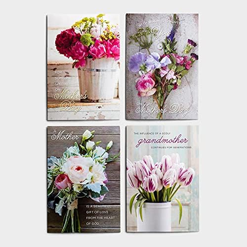 Dayspring - Dia das Mães - Versão do King James - Rorte de Design com Escrituras - 12 Cartões e envelopes em caixas e envelopes do dia das mães de Bouquet Floral