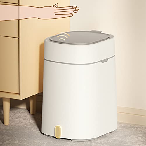 Lixo sem toque lata com tampa, lata de lixo automática de plástico de 3,1 galões, lixo de lixo de lixo à prova d'água para banheiro,