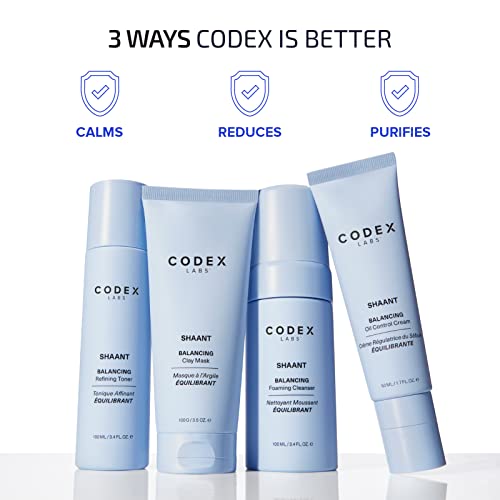 Codex Labs Detox Clay Máscara para homens e mulheres - minimizador de poros, tratamento de acne, controle de petróleo, cuidados com a pele natural - amigável para microbioma, vegan, com açafrão e EWG