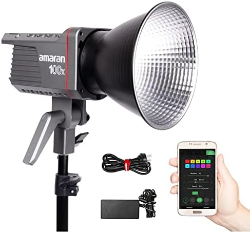 Amaran 100x Bi-Color Cob LED Video Light feito por Aputure, 2700K-6500K, CRI 95+, Bowens Mound With Bluetooth App Control for Photography, entrevista