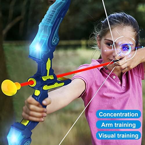 2 pacote kids arco e flecha Conjunto - Light Up Archery Set com 10 flechas de copo de sucção, Target & Quiver, brinquedos