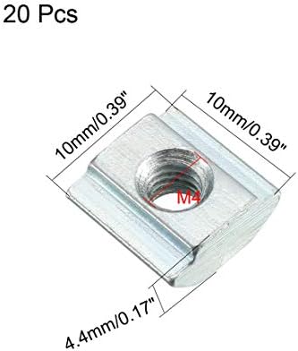 Slide Uxcell em T-Nut, M4 Thread para o perfil de extrusões de alumínio da série 2020, pacote de 20