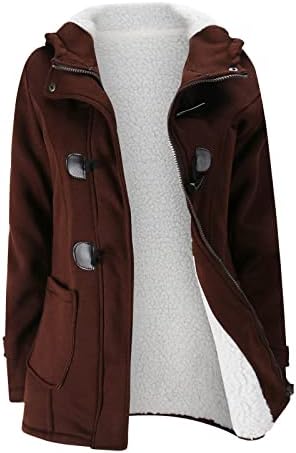 Jaquetas de tamanho grande para mulheres lã de inverno ladeado parka chifre fivela capuz jaquetas casaco sólido cardigã com bolsos