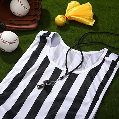 Costume oficial do árbitro do árbitro Jersey Jersey Black and White Stripe Arbeira Árbeira Pinnie Penalidade Amarela Bandeira e