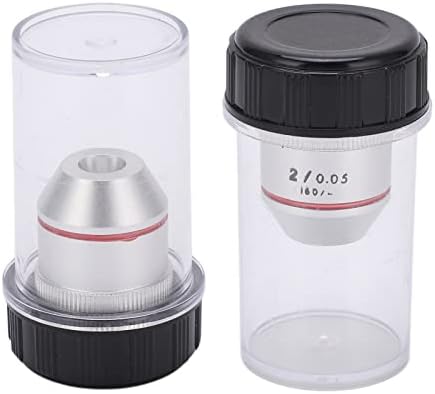 Lente objetiva do microscópio, portátil lente de objetivos acromáticos e confortáveis ​​2x para microscópio biológico