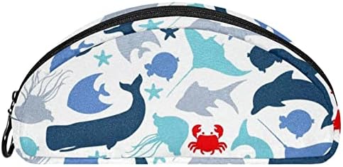 Tbouobt Bolsa cosmética para mulheres, bolsas de maquiagem Bolsa de higiene pessoal espaçosa presente de viagem, desenho animado de caranguejo de baleia de baleia água -viva