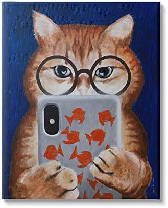 Stuell Industries Funny Cat usando mensagens de telefone usando óculos ilustração, design de Coco de Paris