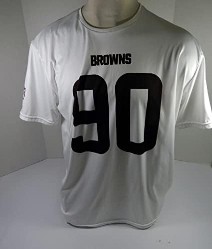 Cleveland Browns #90 Game usou White Practice Workout Shirt Jersey DP45223 - Jerseys de jogo NFL não assinado usado