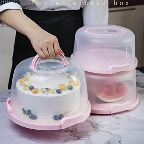 Homdsim Bolo Transportador redondo suporte para bolo mais recipiente de bolo de altura com bloco de cupcakes, alça, caixa de embalagem