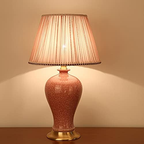 Luminária de mesa de cerâmica de fguikz lâmpada de cabeceira lâmpada de mesa americana lâmpada de mesa rosa lâmpada de cobre lâmpada de mesa de mesa simples