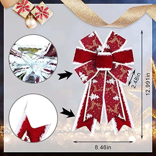 Estivaux 2 PCs arcos de Natal para grinalda, Christmas Wreath arcos de inverno Holiday Snowflake Baws Red Velvet Coxes