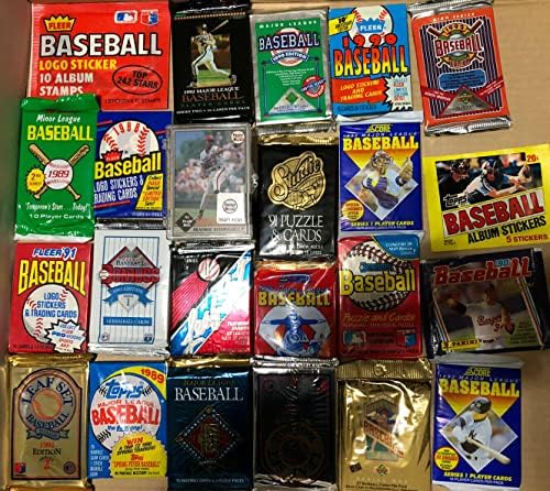 100 cartões de beisebol MLB vintage em pacotes de cera fechados de fábrica e conjuntos de caixas