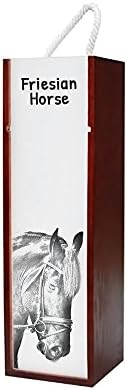 Art Dog Ltd. Friesian Horse, Wooden Wine Box com a imagem de um cavalo