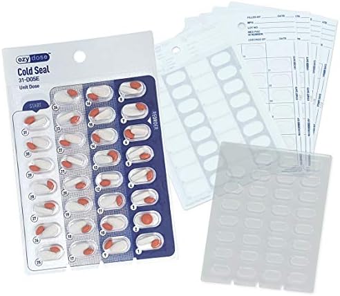 Medication Blister Pack Refil Conjunto de vedação a frio - Inclui bandejas de bolhas e cartões de selo frio - tamanhos de bolha de comprimidos regulares ou jumbo bolhas