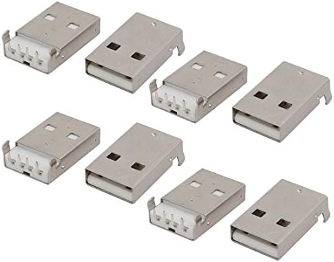 Aexit USB Distribuição masculina Tipo elétrico A 2.0 Jack de 4 terminais de 90 graus conector de soquete PCB White 8pcs