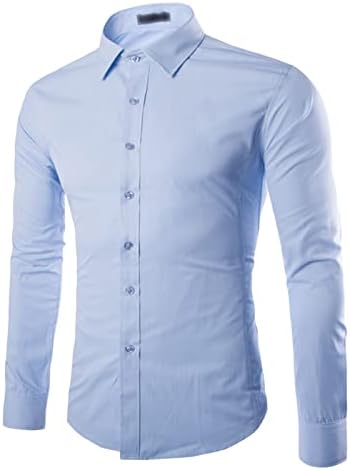 Camisa de vestido masculino Button de manga longa de manga longa camisetas