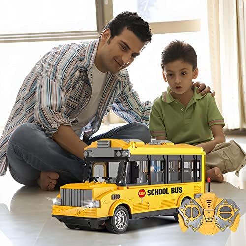 RC School Bus Toy - carro de controle remoto, portas abertas Modelos de ônibus escolar de brinquedo Carros RC com luzes LED, modelos de ônibus de bebê de brinquedo de ônibus da cidade, presente de ônibus de controle remoto para crianças meninos meninos meninos