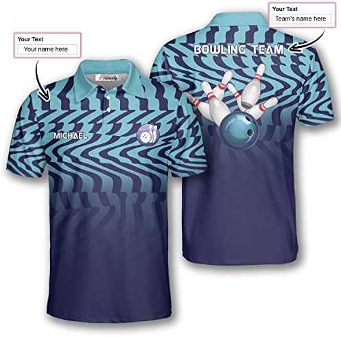 Camisas de boliche personalizadas para homens, camisas de boliche personalizadas, nome personalizado e nome da equipe Bowling Polo